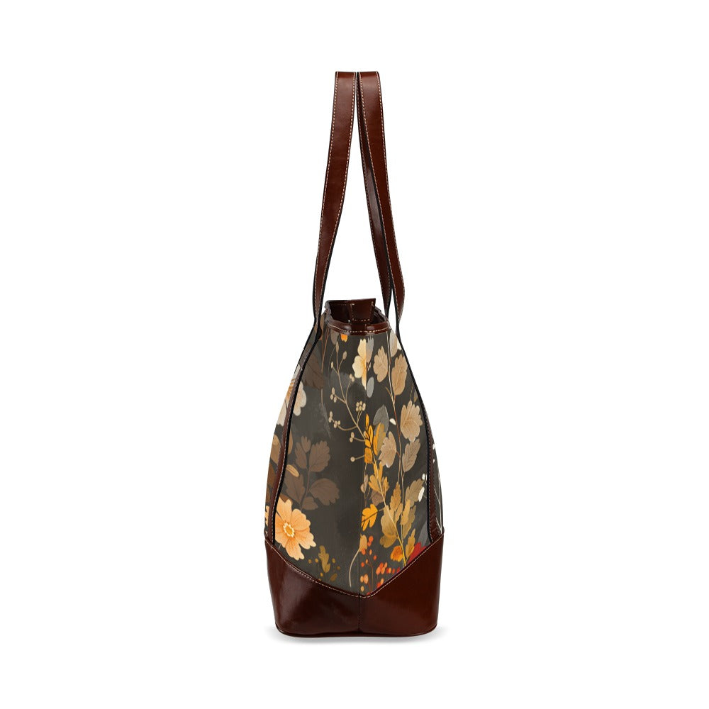 Floral Canvas Tote Bag with Zipper, Flowers Waterproof Pockets Beach Pool Designer Fabric Shoulder Handbag Women Work Purse Travel Carry On - Starcove Fashion