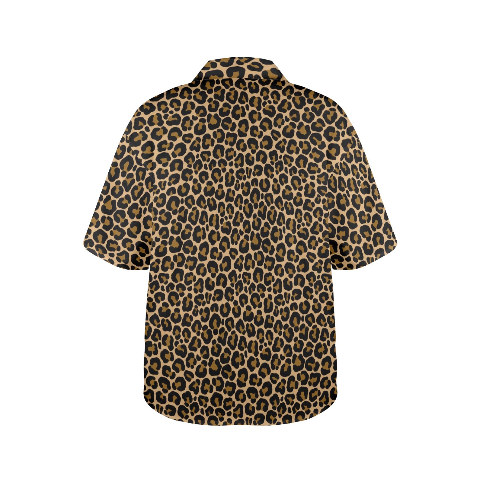 Leopard Women Hawaiian shirt, Animal Print Cheetah Brown Summer