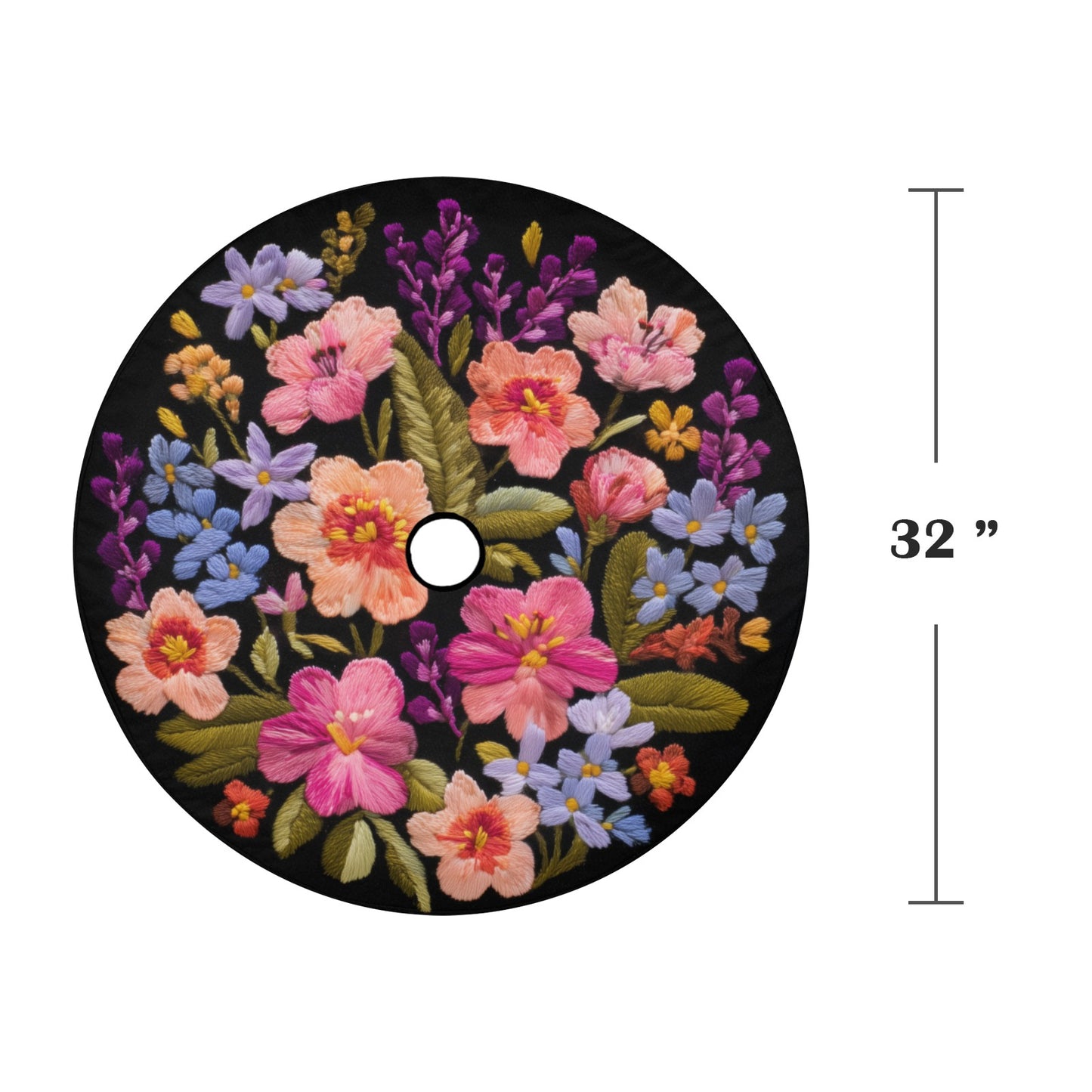 Pink Blue Flowers Spare Tire Cover, Purple Coral Floral Faux Embroidery Printed Floral Wheel Unique Backup Camera Hole Trailer Back Women RV
