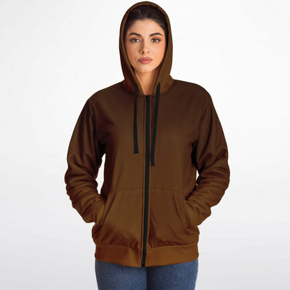 Brown Ombre Zip Up Fleece Lined Hoodie, Gradient Heavyweight Full Zipper Pocket Men Women Unisex Aesthetic Graphic Hooded Sweatshirt Jacket