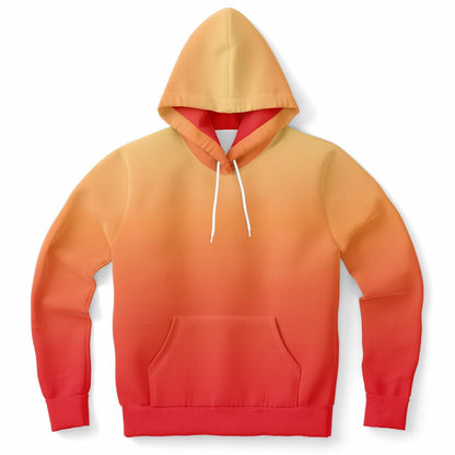 Red Orange Yellow Ombre Hoodie, Gradient Tie Dye Pullover Men Women Aesthetic Graphic Cotton Hooded Sweatshirt Pockets Designer Plus Size
