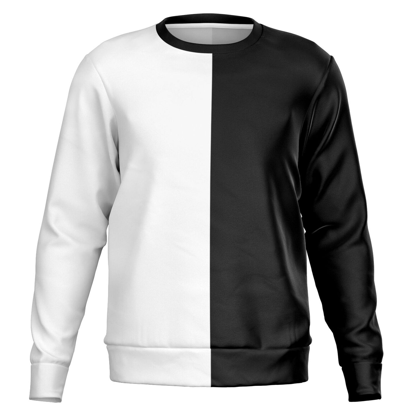 Half Black Half White Sweatshirt, Two Tone Color Block Crewneck Fleece Cotton Sweater Jumper Pullover Men Women Adult Aesthetic Designer Top