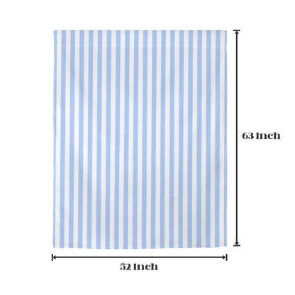 Light Blue Striped Window Curtain, Vertical Stripe White Kitchen Living Room Bedroom Bathroom Fabric Patterned Unique Rod Pocket Decor Home