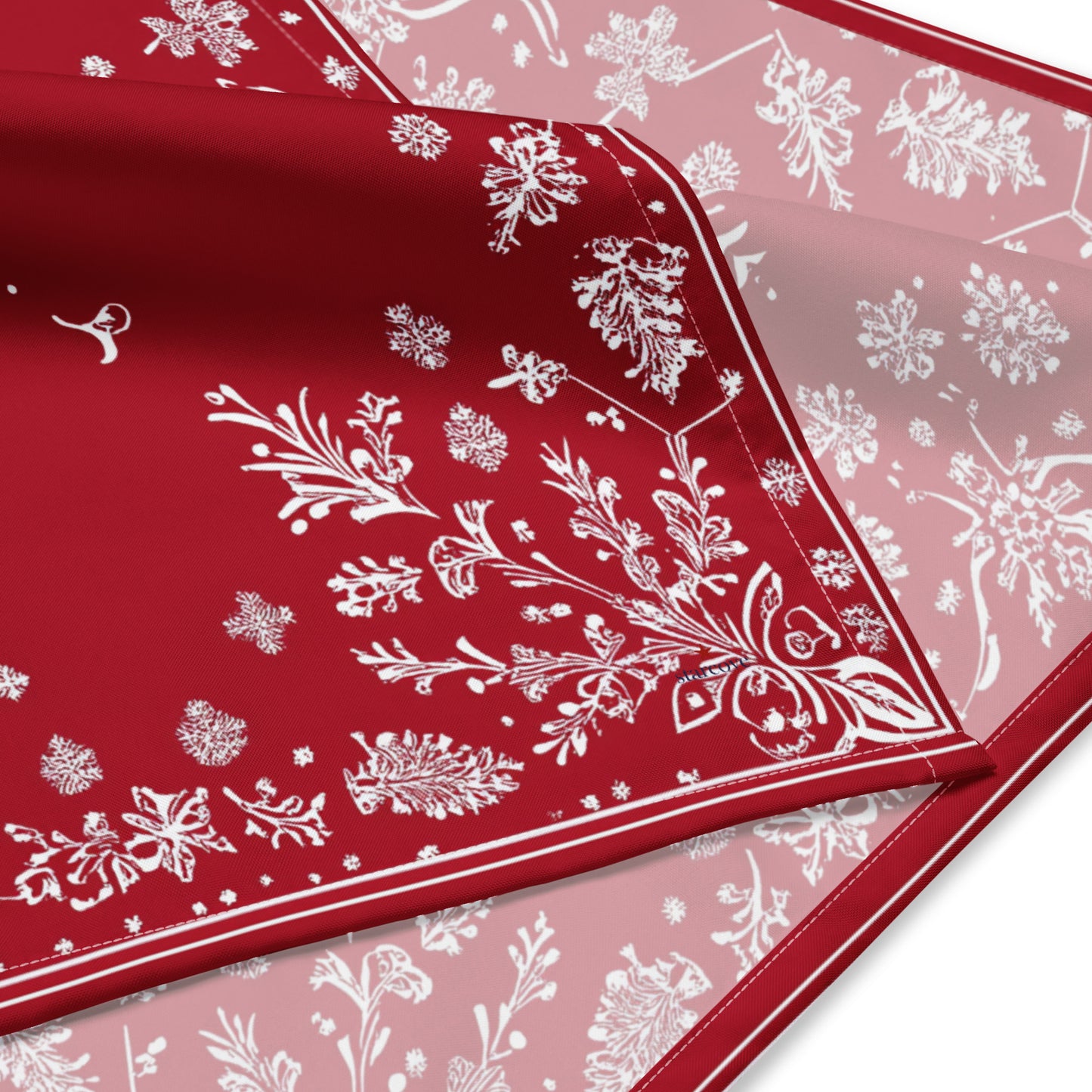 Red White Snowflake Bandana Headband Scarf, Christmas Xmas Winter Women Men Female Ladies Male Dog Neck Head Kerchief Designer Small Large - Starcove Fashion