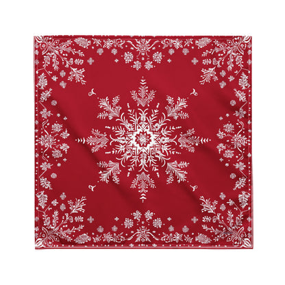 Red White Snowflake Bandana Headband Scarf, Christmas Xmas Winter Women Men Female Ladies Male Dog Neck Head Kerchief Designer Small Large - Starcove Fashion