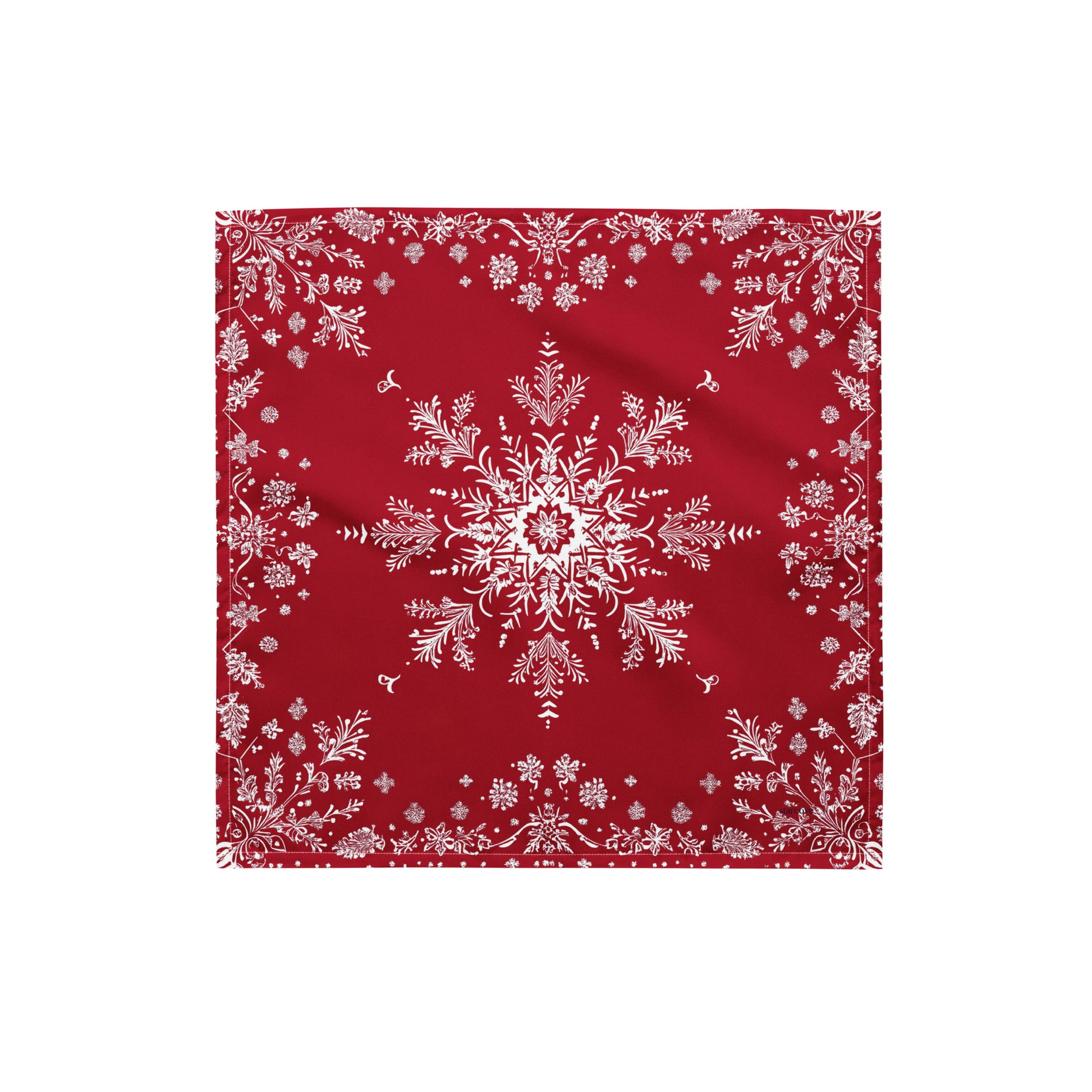 Red White Snowflake Bandana Headband Scarf, Christmas Xmas Winter Women Men Female Ladies Male Dog Neck Head Kerchief Designer Small Large - Starcove Fashion