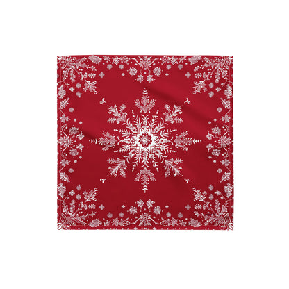 Red White Snowflake Bandana Headband Scarf, Christmas Xmas Winter Women Men Female Ladies Male Dog Neck Head Kerchief Designer Small Large - Starcove Fashion