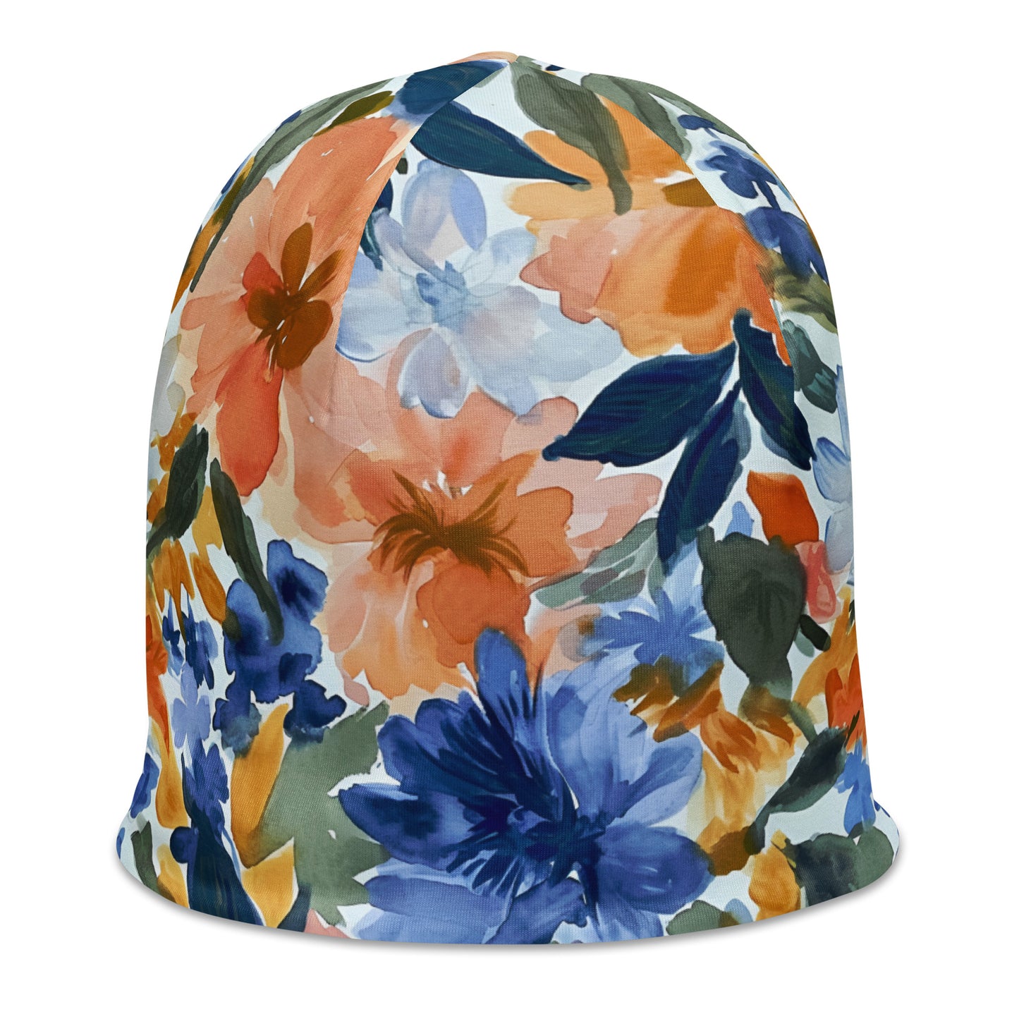 Floral Beanie, Watercolor Flowers Soft Fleece Party Men Women Ladies Stretchy Winter Adult Aesthetic Designer Graphic Cap Hat Gift