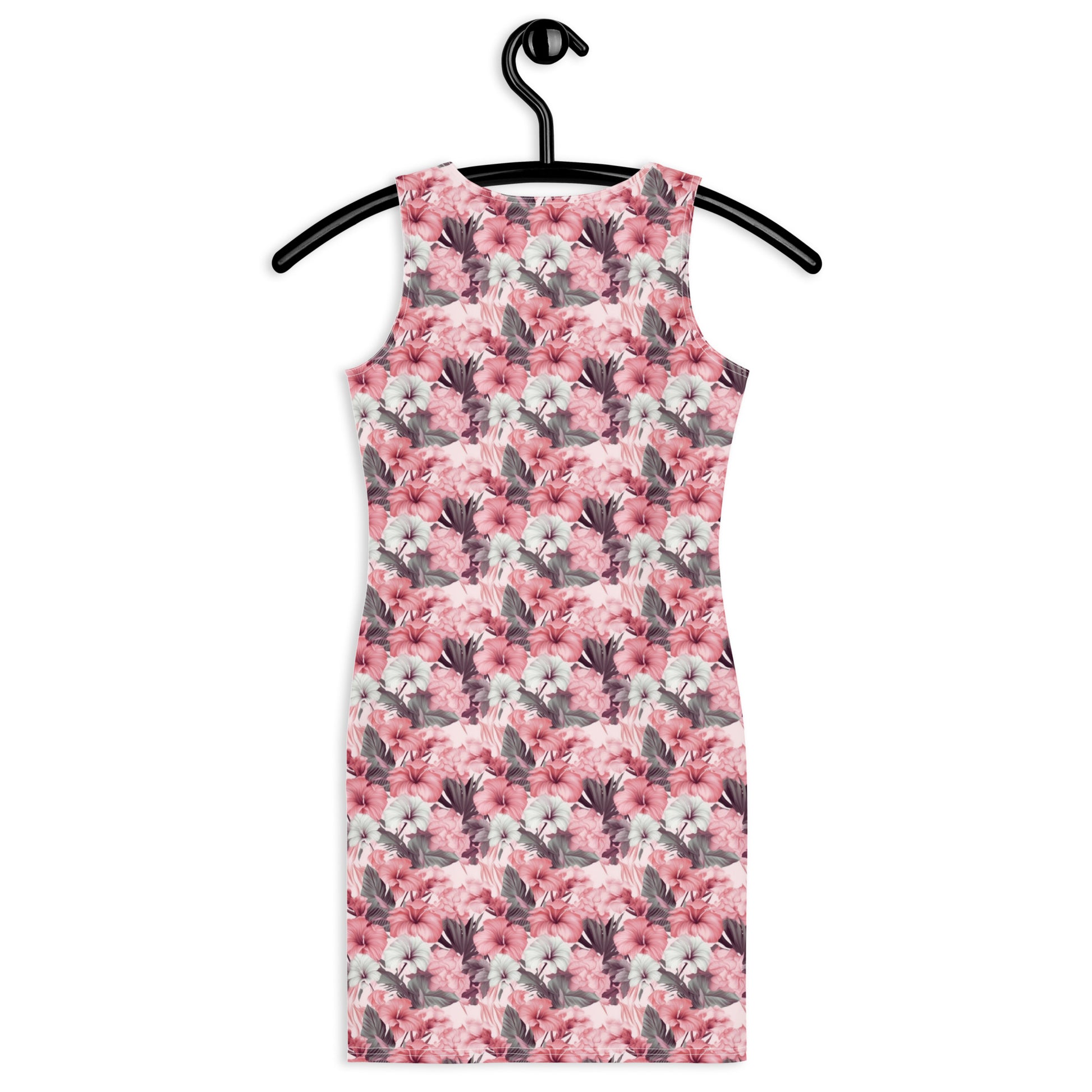 Pink Floral Bodycon Dress, Tropical Flowers Pencil Fitted Homecoming Sleeveless Mini Cute Cocktail Party Women Sexy Starcove Fashion