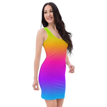 Ombre Bodycon Dress Women, Pink Blue Tie Dye Gradient Pencil Fitted Homecoming Sleeveless Mini Cocktail Party Prom Sexy Starcove Fashion