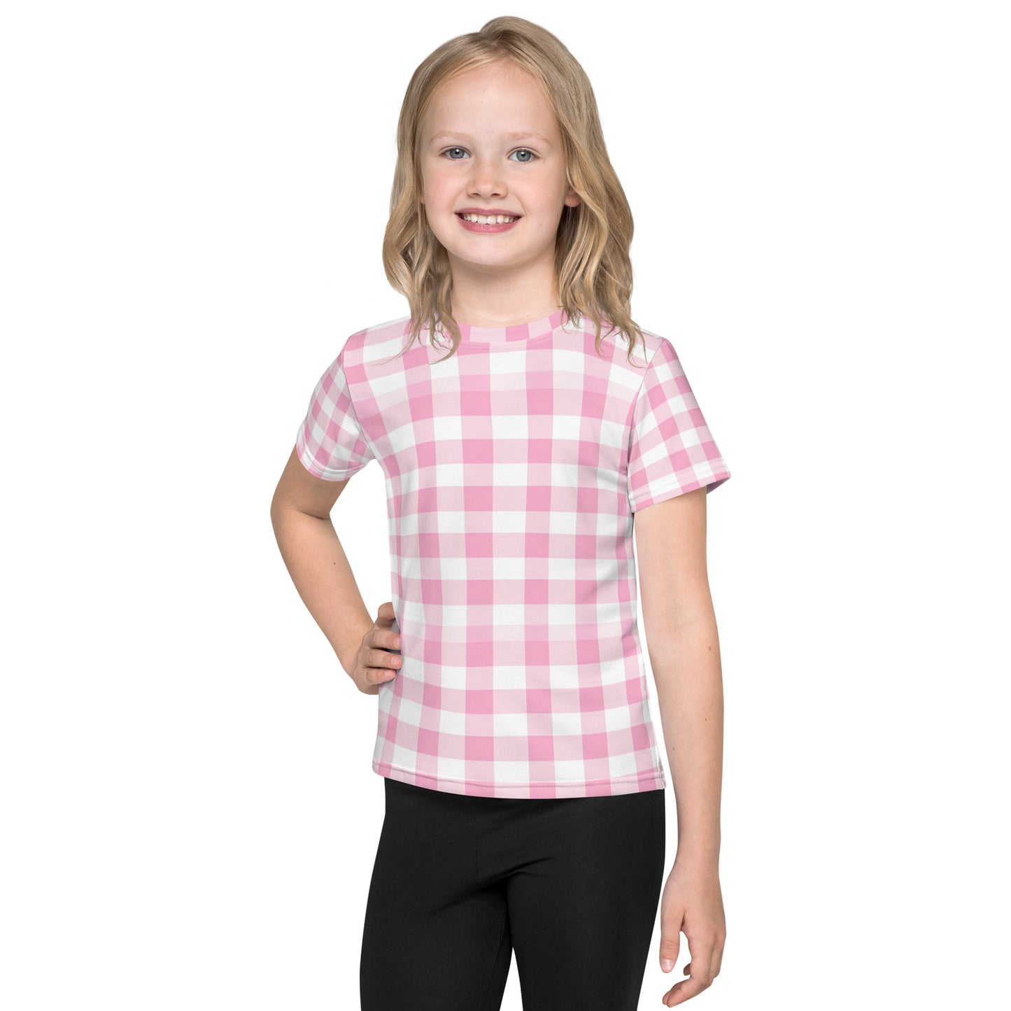 Pink Gingham Kids Tshirt (2T-7), Checkered Check Toddler Graphic Girls Boys Aesthetic Fashion Crewneck Tee Top Gift Shirt Starcove Fashion