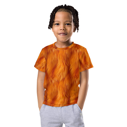 Orange Fox Fur Kids Tshirt, Halloween Costume Animal Print Boys Girls Youth Aesthetic Graphic Crewneck Tee Shirt Top Starcove Fashion