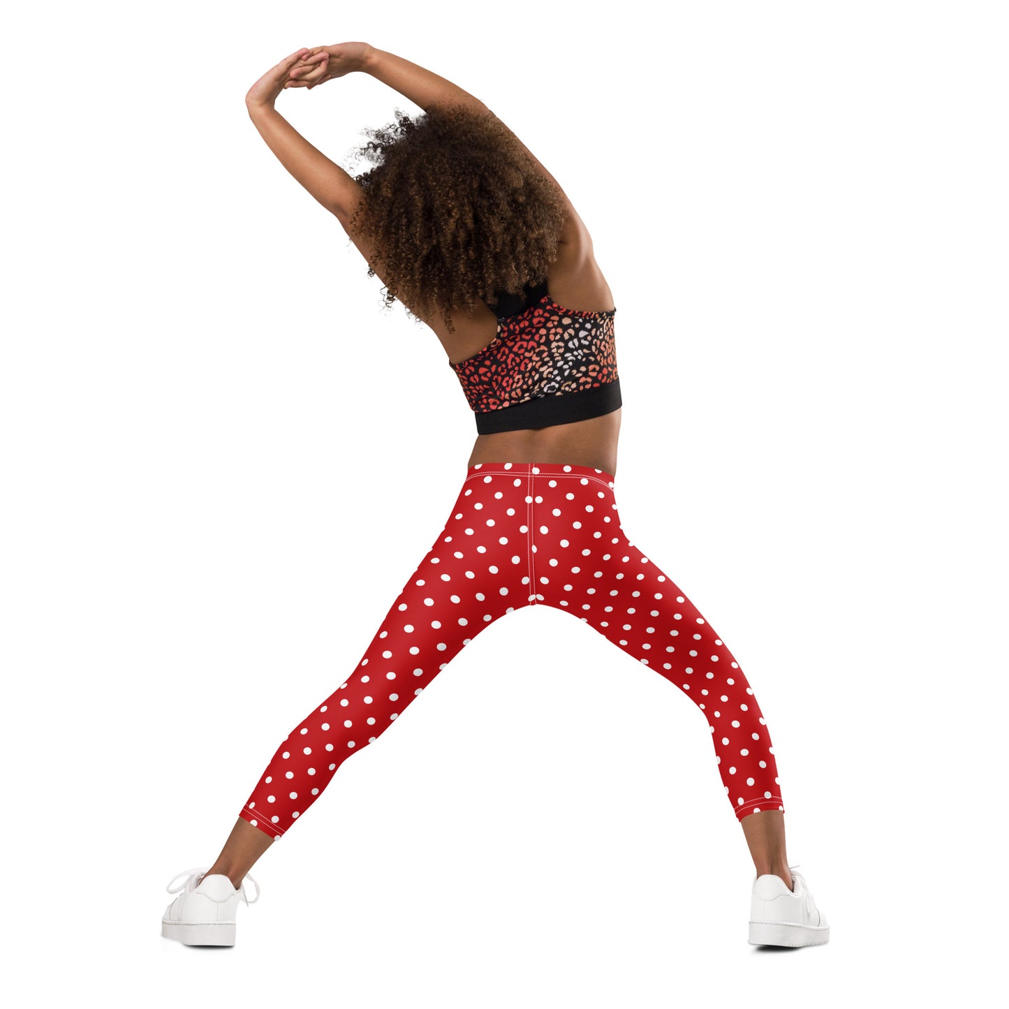 Red and White Polka Dot Kids Leggings (2T-7), Girls Christmas Yoga Pants Printed Print Cute Graphic Workout Running Gym Fun Designer