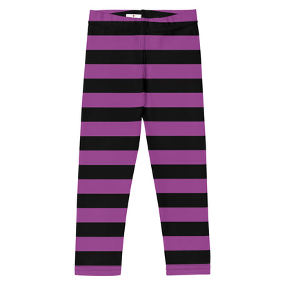 Black Purple Striped Kids Girls Leggings (2T-7), Halloween Witch Goth Toddler Children Printed Yoga Pants Tights Fun Daughter Starcove Fashion