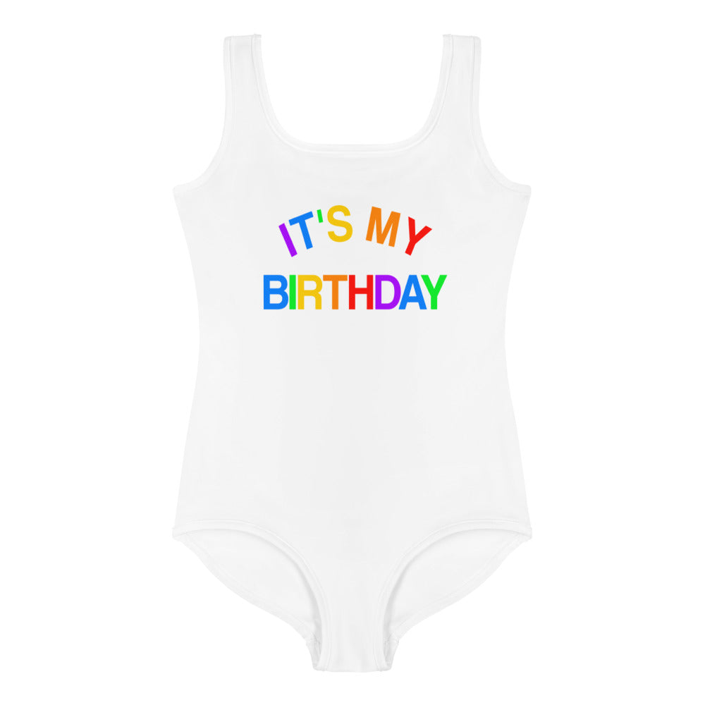 It's My Birthday Girls Swimsuit, Kids Bathing Suit Toddler Personalized Custom One Piece Rainbow Little Baby Party Swim Suit Swimwear Starcove Fashion