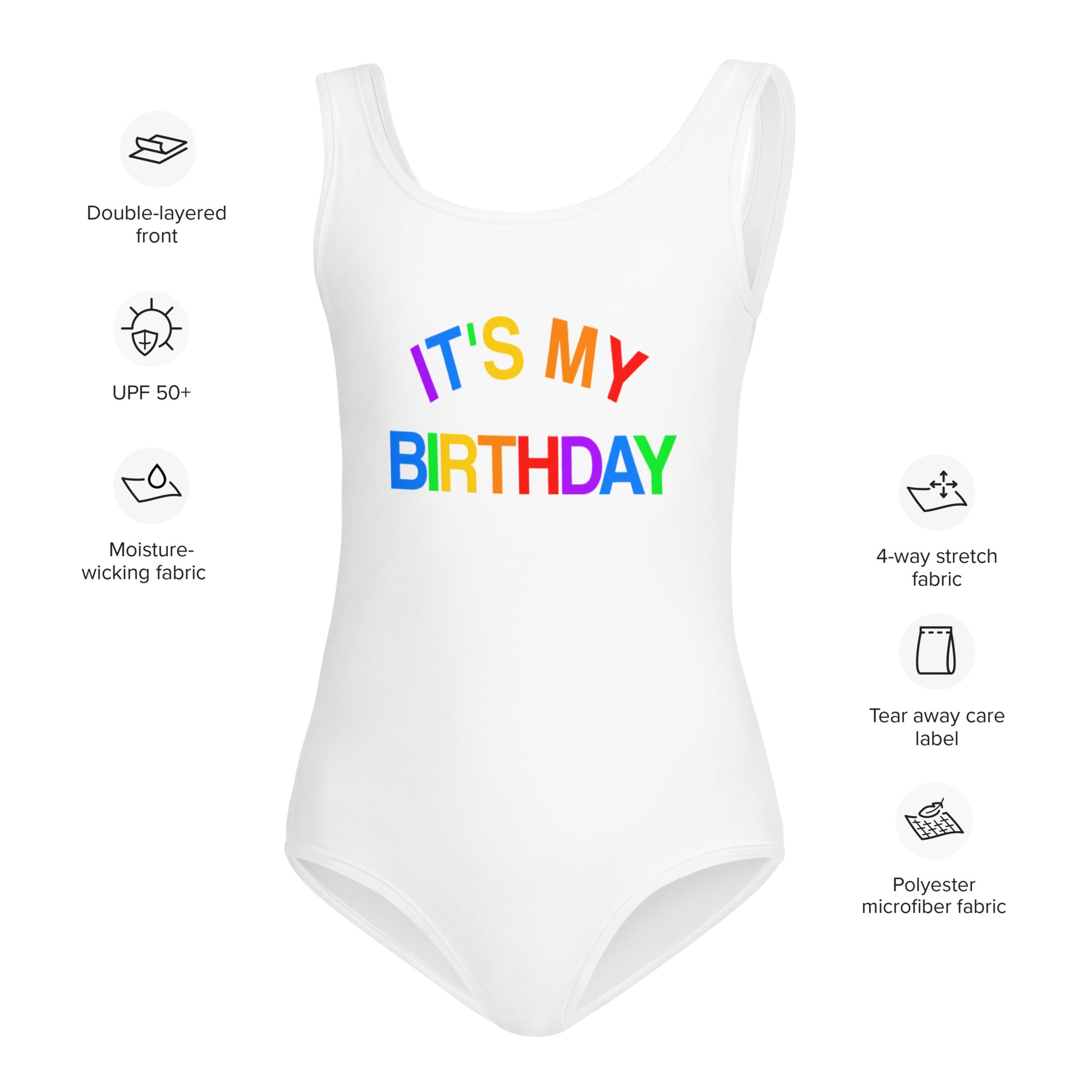 It’s My Birthday Girls One Piece Swimsuit, Colorful Rainbow