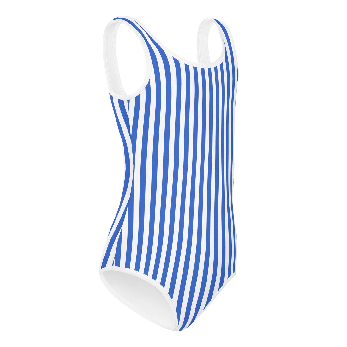 Blue Little Girl Kids Swimsuits (2T - 7), Vertical Striped Toddler One Piece Bathing Suit Swimming Swim Children Swimwear