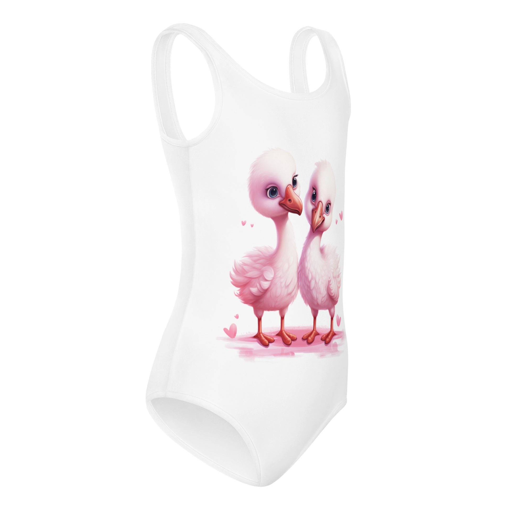 Pink Baby Flamingos Little Girl Kids Swimsuits (2T - 7), Cute White Toddler One Piece Bathing Suit Swimming Swim Children Swimwear Starcove Fashion