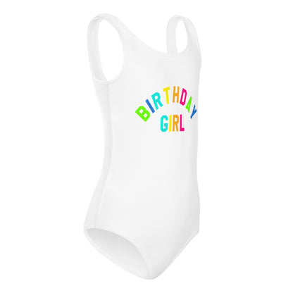 Birthday Girl Kids Swimsuits (2T - 7), Rainbow White Little Toddler One Piece Bathing Suit Swimming Swim Swimwear