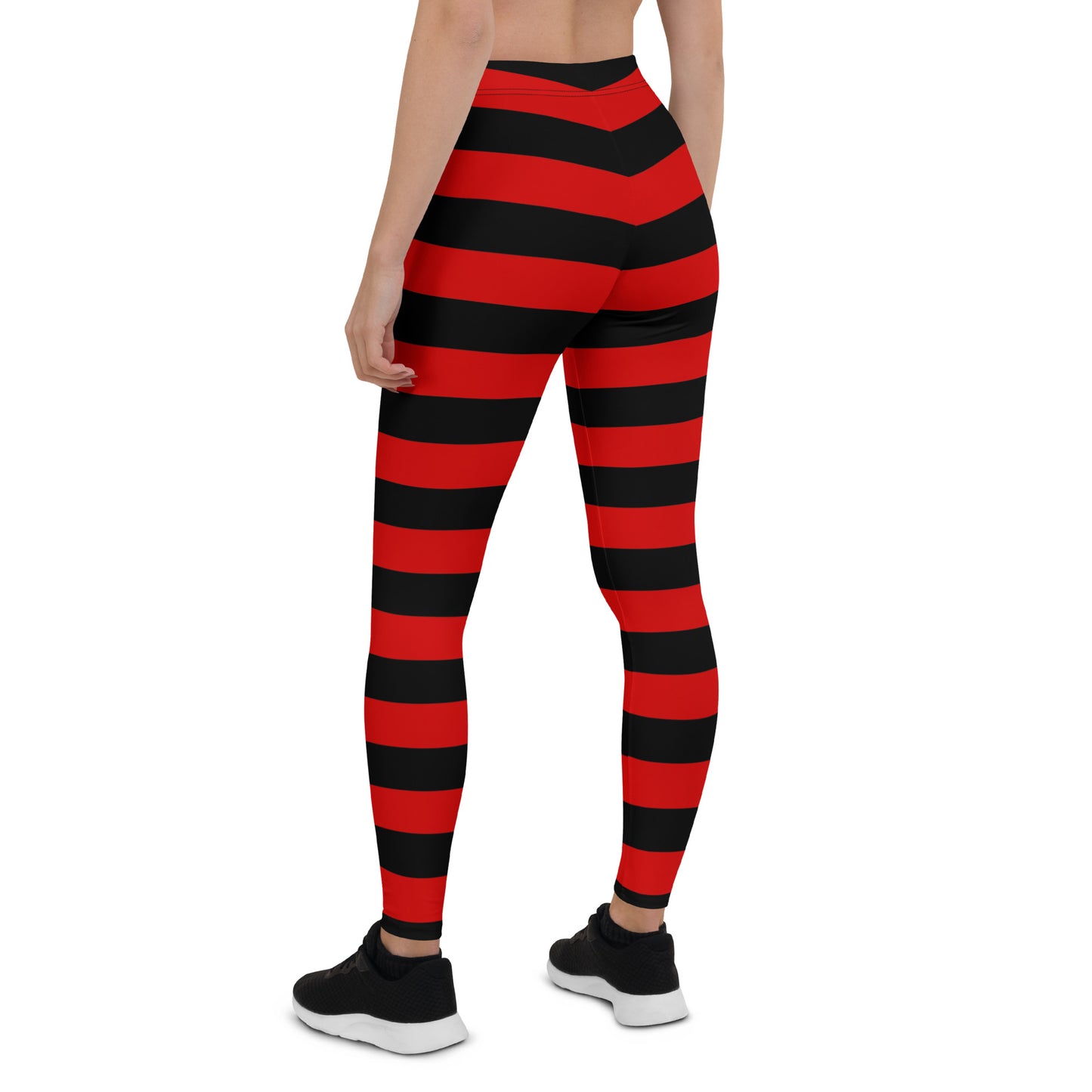 Red and Black Striped Leggings Women, Halloween Witch Goth Printed Yoga Pants Cute Graphic Workout Designer Tights Starcove Fashion