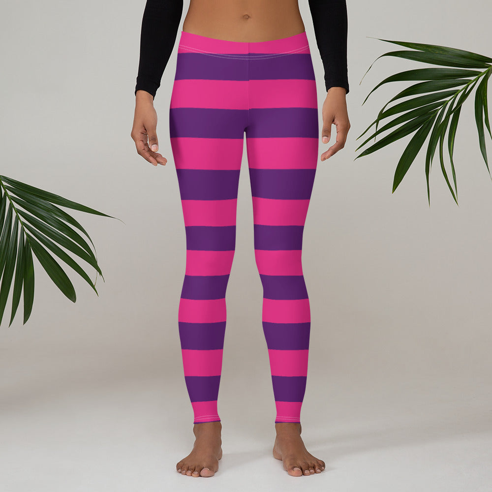 Pink Purple Striped Leggings Women Ladies, Halloween Cosplay Printed Yoga Pants Cute Workout Running Gym Fun Party Dress Up Tights Outfit S Pink Purple Striped Leggings Women Ladies, Halloween Cosplay Printed Yoga Pants Cute Workout Running Gym Fun Party Dress Up Tights Outfit S