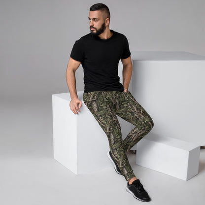 Hunting Camouflage Men Joggers Sweatpants with Pockets, Trees Camo Realistic Fleece  Fun Comfy Cotton Sweats Pants