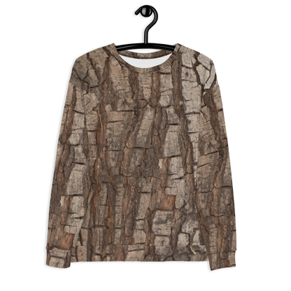 Tree Bark Print Sweatshirt, Nature Hunting Wood Camo Camouflage Nature Forest Costumes Cosplay Sweater Long Sleeve Women Men Starcove Fashion