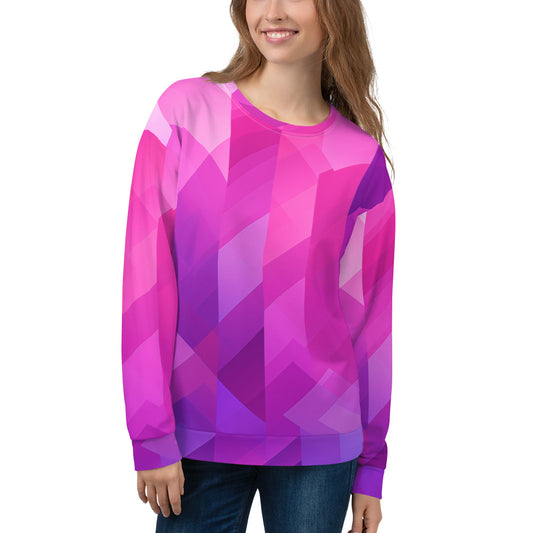 Pink Purple Ombre Sweatshirt, Geometric Gradient Crewneck Fleece Sustainable Sweater Jumper Pullover Men Women Unisex Designer Top Starcove Fashion