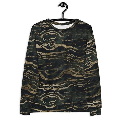 Dark Green Sweatshirt, Animal Stripe Print Marble Crewneck Fleece Cotton Sweater Jumper Pullover Men Women Aesthetic Designer Top