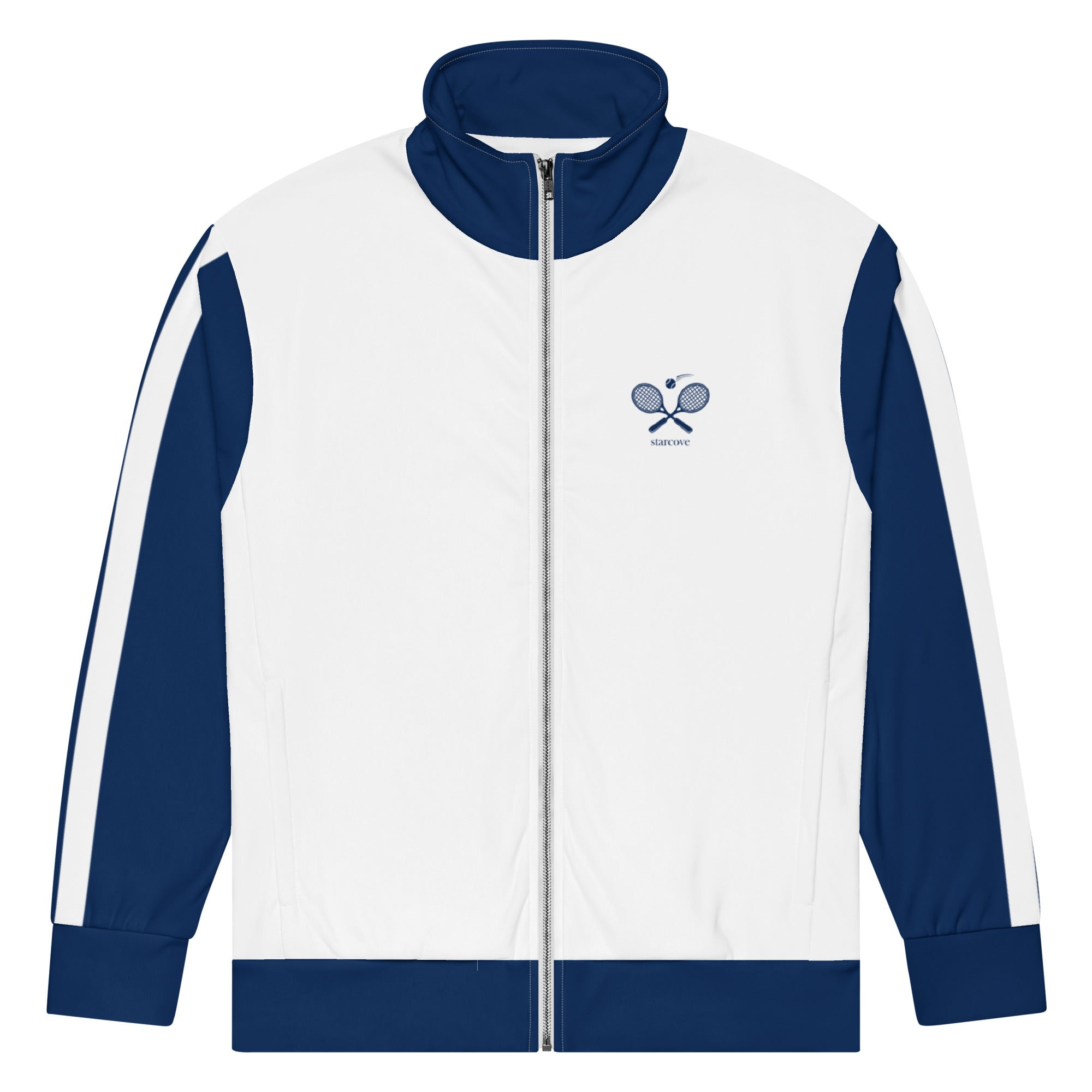 Tennis Racket Jacket Tennis Track Jacket, Navy Blue White Men Women Vintage Retro Rackets S ...