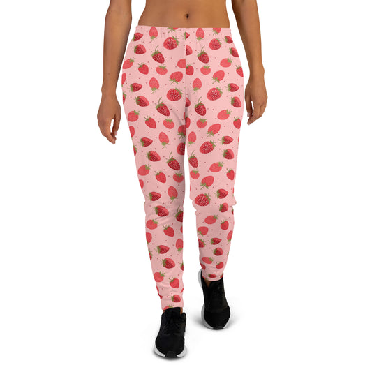 Strawberry Women Joggers Sweatpants with Pockets, Red Pink Fruit Fleece  Fun Comfy Cotton Sweats Girls Ladies Pants Loungewear