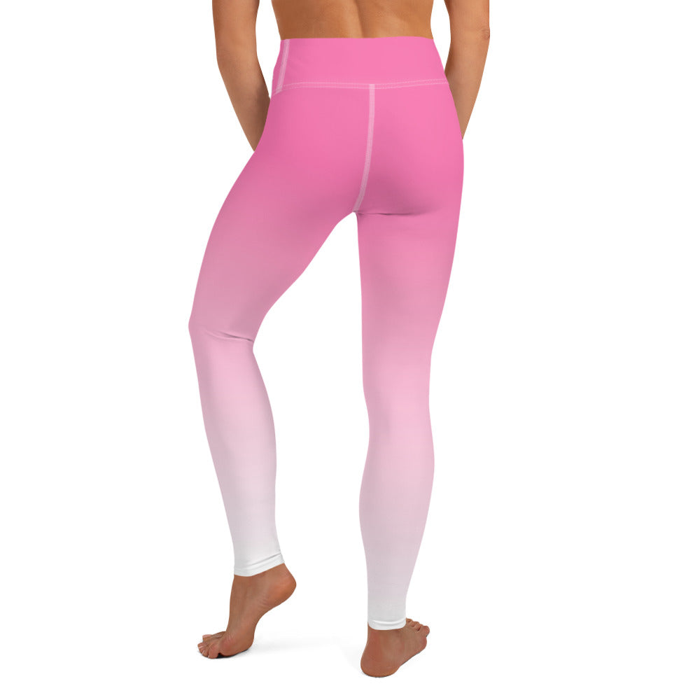 Pink and White Ombre Yoga Leggings Women, Gradient Tie Dye High Waisted Pants Cute Printed Workout Running Gym Designer Tights Starcove Fashion