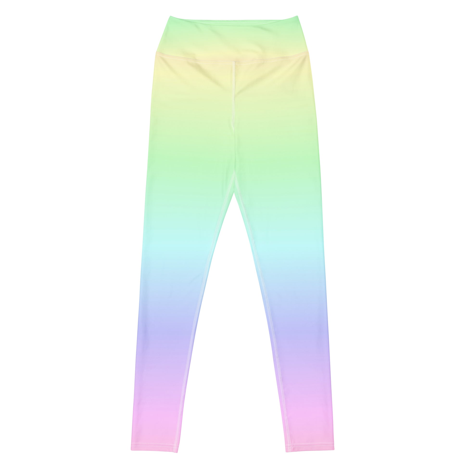 Pastel Rainbow Ombre Yoga Leggings Women, Tie Dye Gradient Kawaii Colorful High Waisted Pants Cute Printed Workout Gym Designer Tights Starcove Fashion