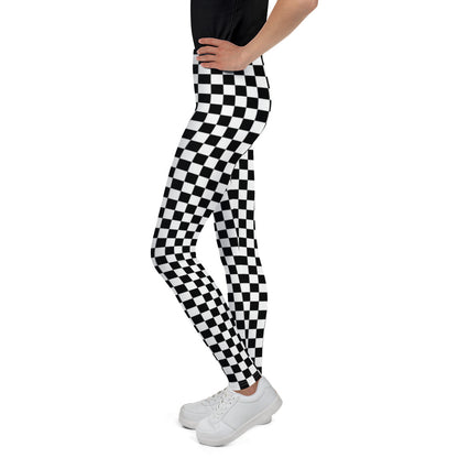 Checkered Kids Girls Leggings (8-20), Black and White Check Tweens Teens Toddler Children Cute Printed Yoga Pants Fun Tights Gift Starcove Fashion