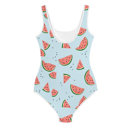 Watermelon Girls Swimsuits (8 - 20), Blue Summer Fruit Cute Kids Jr Junior Tween Teen One Piece Bathing Suit Young Swimwear Starcove Fashion