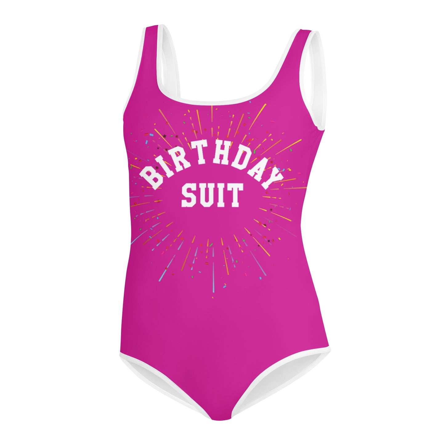 Birthday Suit Youth Girl Swimsuit, One Piece Kids Bathing Suit, Purple Birthday Party Swimwear, Custom Personalized Outfit Gift - Starcove Fashion