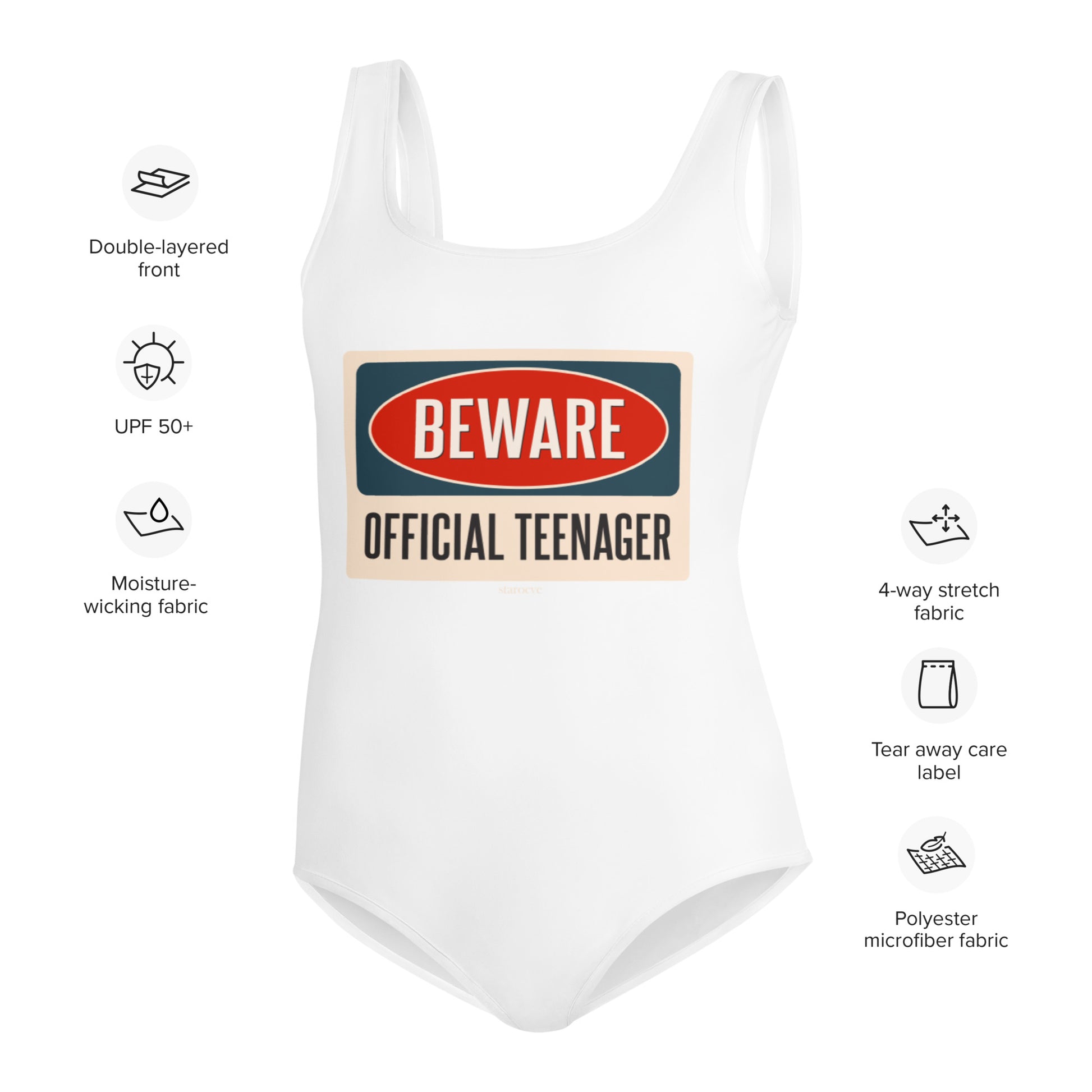 Official Teenager Youth Birthday Swimsuit, Beware 13 Years Old Teen  Birthday Party One Piece Kids Bathing Suit Party Swimwear Gift