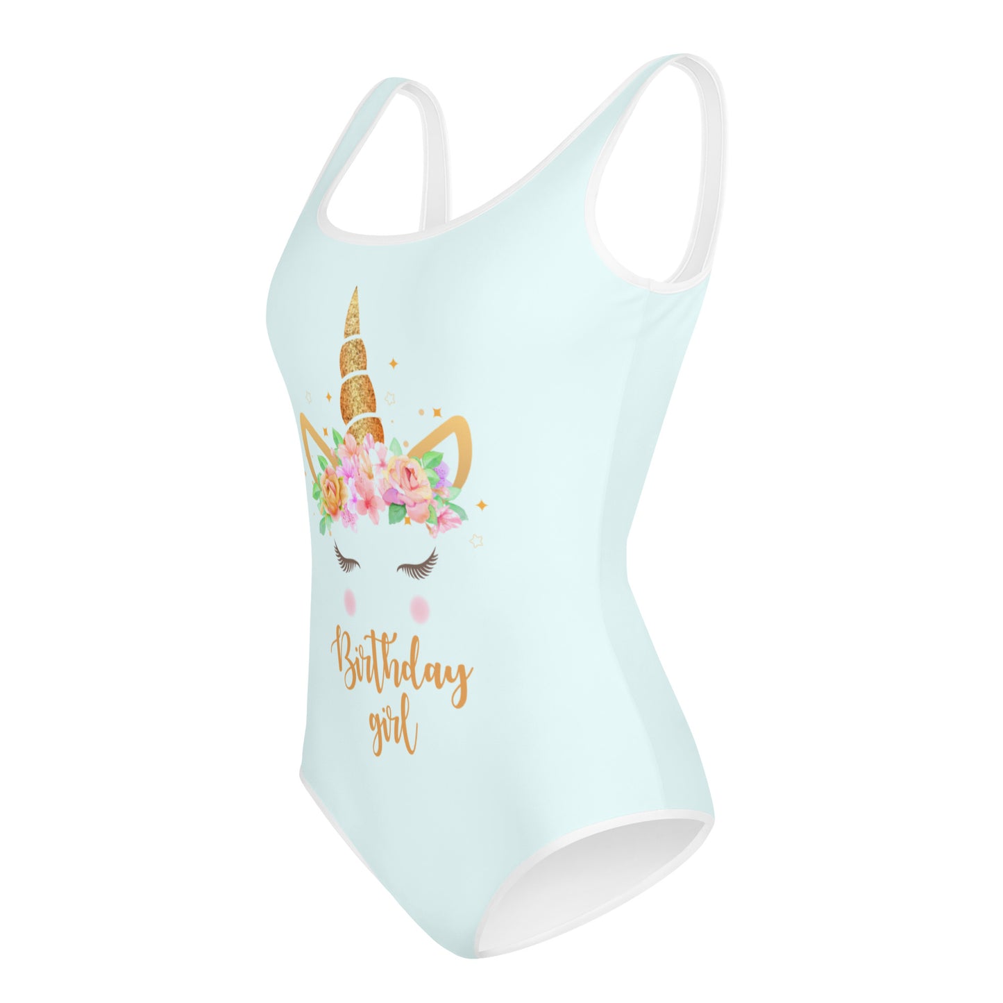 Birthday Girls Unicorn Swimsuit, Kids Bathing Suit One Piece Flowers Rainbow Swimwear Cute Party Swim Pool Party Cute Custom Name Gift