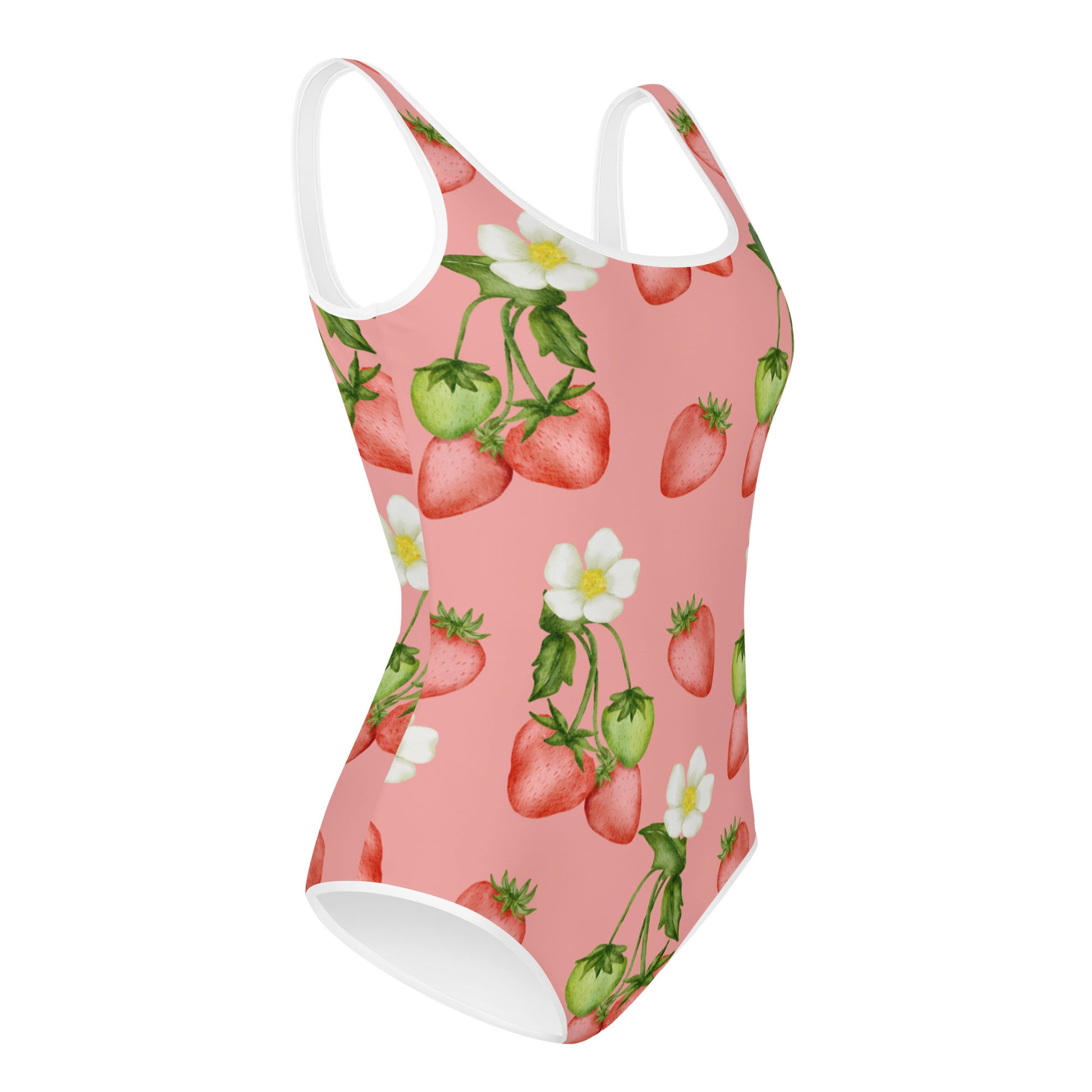 Strawberry Pink Girls Swimsuits (8 - 20), Flowers Summer Fruit Cute Ki –  Starcove Fashion