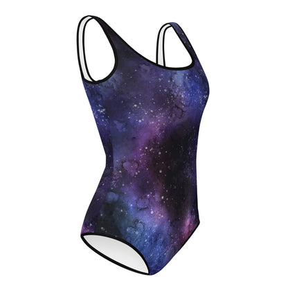 Galaxy Space Girls Swimsuits (8 - 20), Universe Purple Cute Kids Jr Junior Tween Teen Teenager One Piece Bathing Suit Young Swimwear