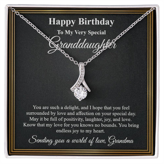 Happy Birthday Granddaughter Necklace from Grandma, Alluring Beauty Pendant Jewelry Gold Family Grandmother Message Card Gift Starcove Fashion