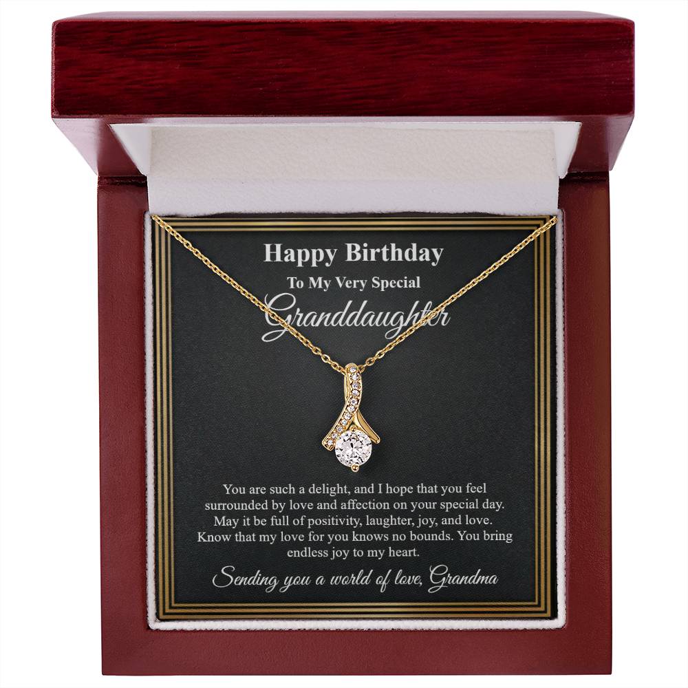 Happy Birthday Granddaughter Necklace from Grandma, Alluring Beauty Pendant Jewelry Gold Family Grandmother Message Card Gift Starcove Fashion