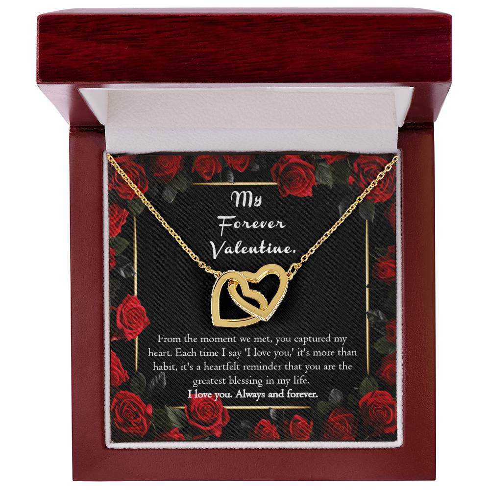 Valentines Day Hearts Necklace for Her, Wife Girlfriend Red Roses Message Card Flowers Pendant Fiancée Future Wife Gold Cute Women Jewelry Gift