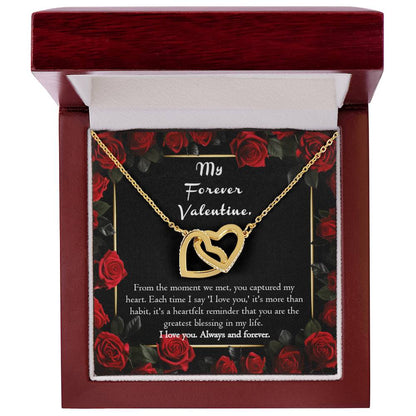 Valentines Day Hearts Necklace for Her, Wife Girlfriend Red Roses Message Card Flowers Pendant Fiancée Future Wife Gold Cute Women Jewelry Gift