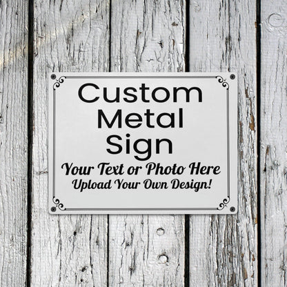 Custom Metal Tin Signs, Personalized Text Photo Farmhouse Landscape Retro Wall Hanging Garage Tacker Outdoors Exterior Business Property