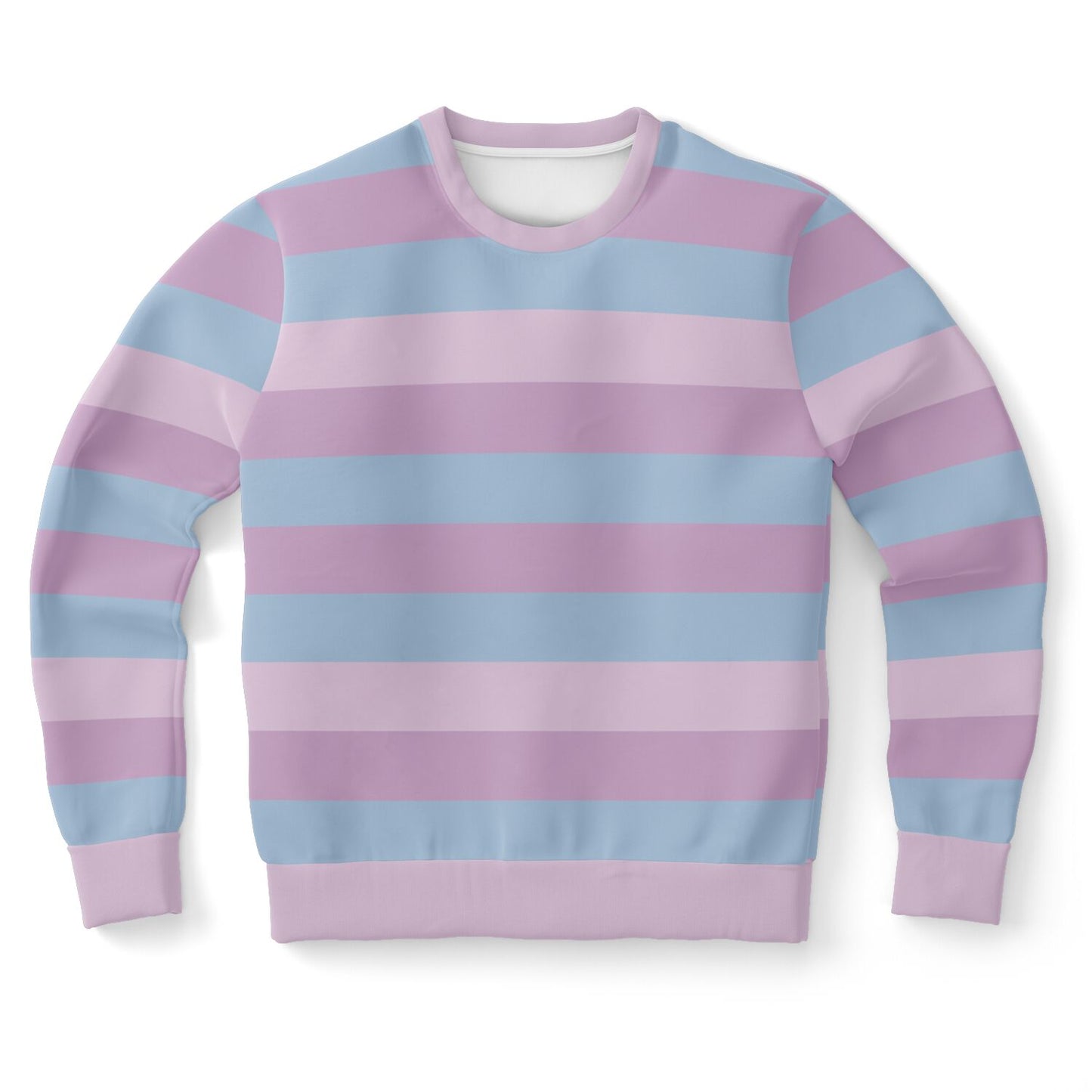 Pastel Striped Sweatshirt, Pink Purple Blue Kawaii Aesthetic Multi Color Crewneck Fleece Cotton Sweater Jumper Pullover Men Women Top