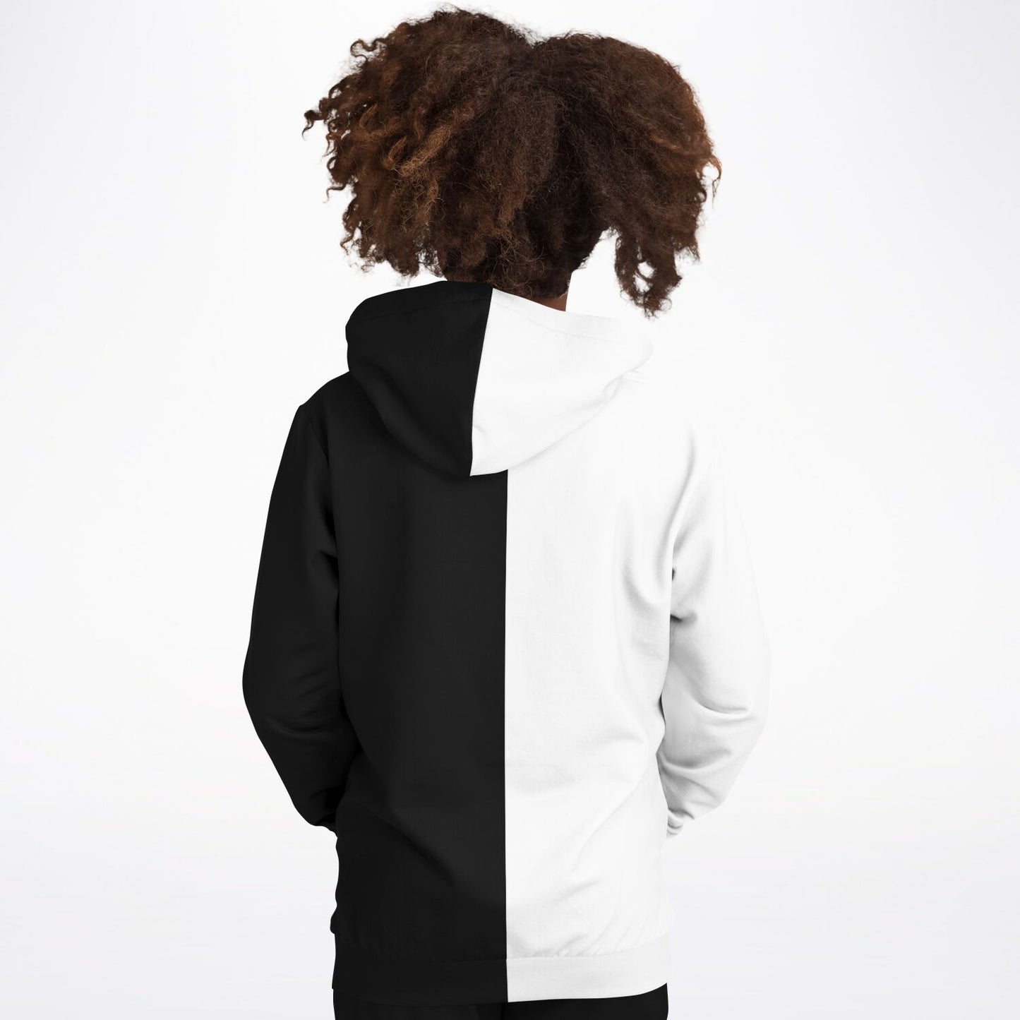 Half Black Half White Kids Pullover Hoodie, Two Tone Color Split Girls Boy Toddler Youth Children Fleece Cozy Cotton Hooded Sweatshirt Pockets