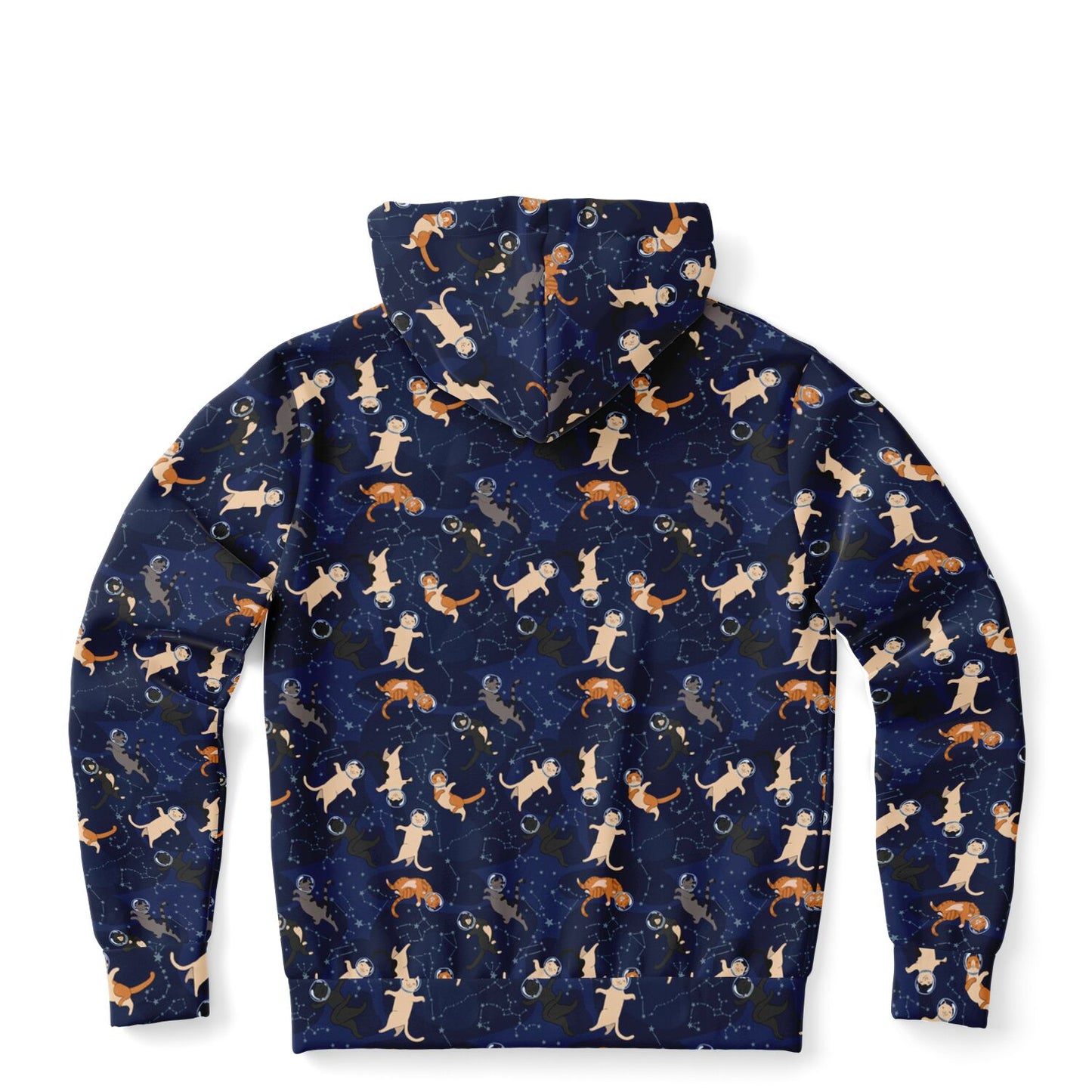 Cats in Space Zip Up Hoodie, Kittens Full Zipper Pocket Men Women Unisex Adult Aesthetic Graphic Cotton Fleece Hooded Sweatshirt - Starcove Fashion
