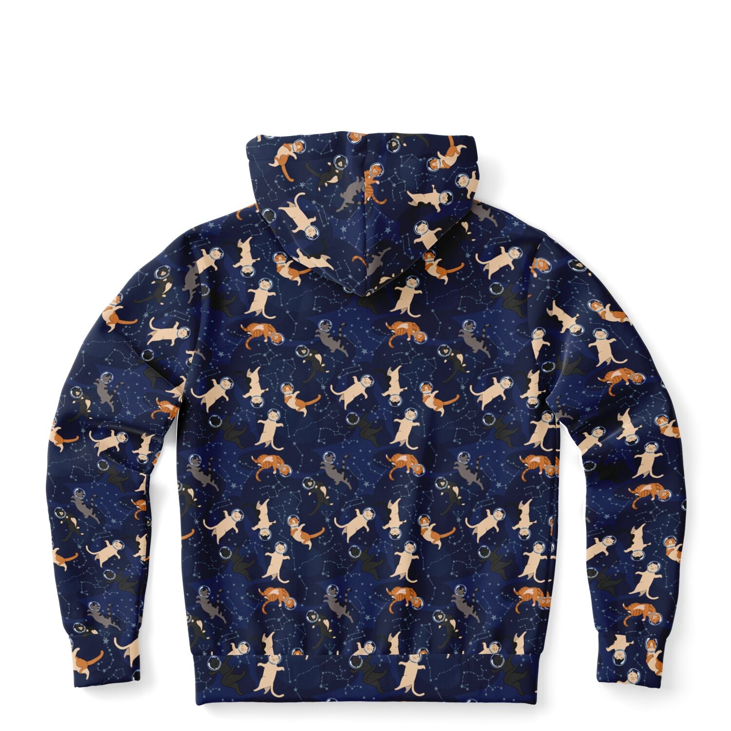 Cats in Space Zip Up Hoodie, Kittens Full Zipper Pocket Men Women Unisex Adult Aesthetic Graphic Cotton Fleece Hooded Sweatshirt - Starcove Fashion
