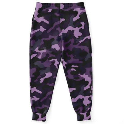 Black Purple Camo Joggers Sweatpants with Pockets, Camouflage Women Men Female Ladies Fleece Comfy Cotton Sweats Pants Loungewear Bottoms